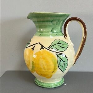 Imported Ceramic Pitcher with Hand Painted Lemons